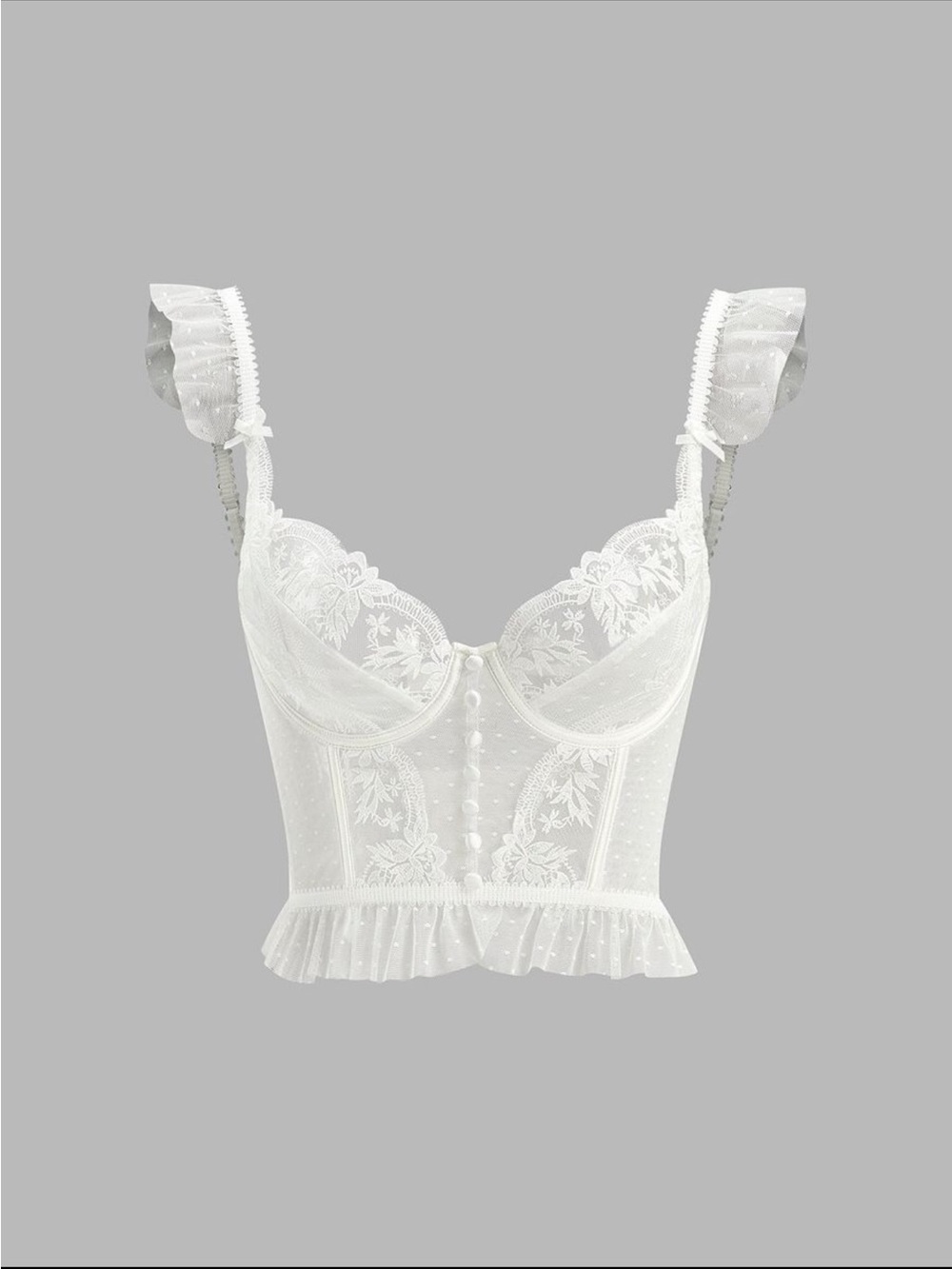 Sheer Lace Corset Bralette - White - Picture 2 of 6